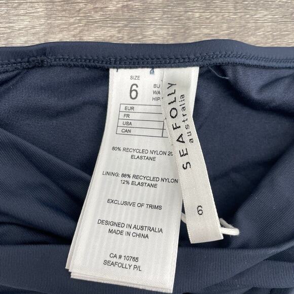 SEAFOLLY Collective Size 6 Swimsuit Bottom Twist Band Hipster Navy Blue Bikini - Picture 4 of 5